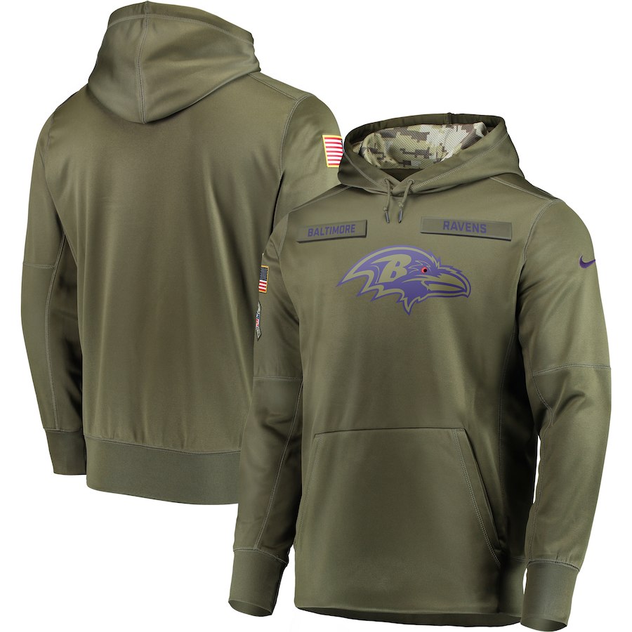 Men Baltimore Ravens Nike Olive Salute To Service KO Performance Hoodie Green->new york giants->NFL Jersey